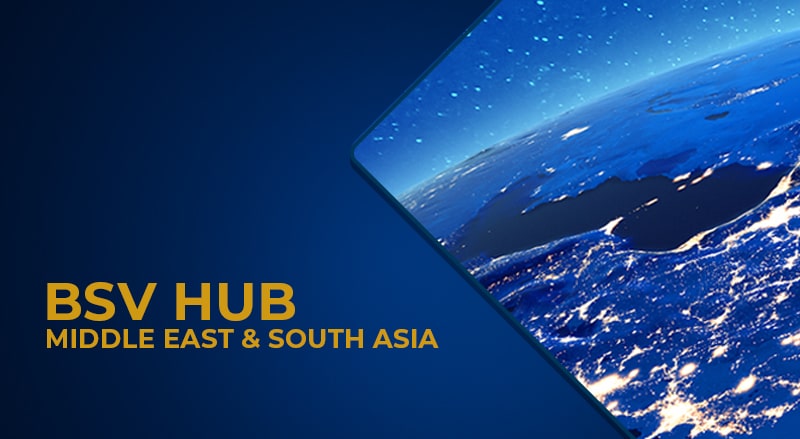 BSV Hub Middle East & South Asia over spaceview of night time city for MESA Launches