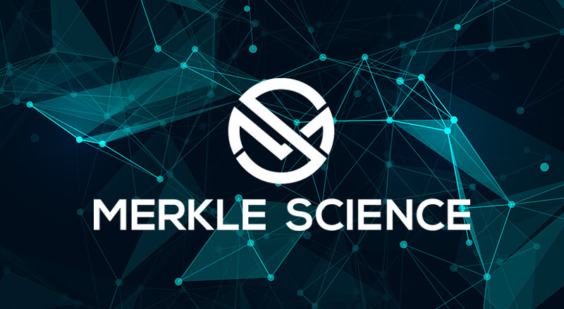 Merkle Science logo over abstract lines background