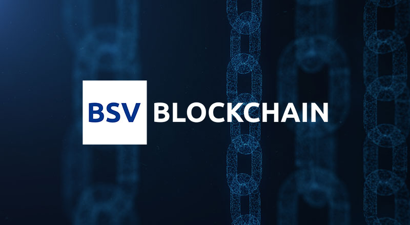 BSV Blockchain logo over digital chains representing Blockchain: The Protocol of Value