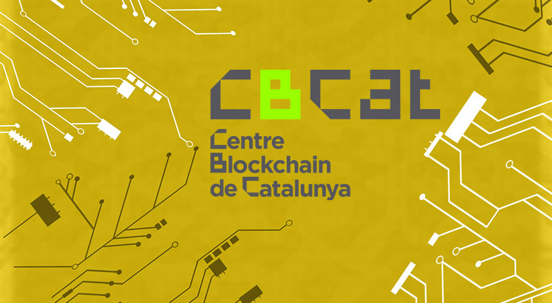 CBCAT logo over technical yellow circuit background for the sponsorship of CBCAT Blockchain Sustainable Development Goals Challenge