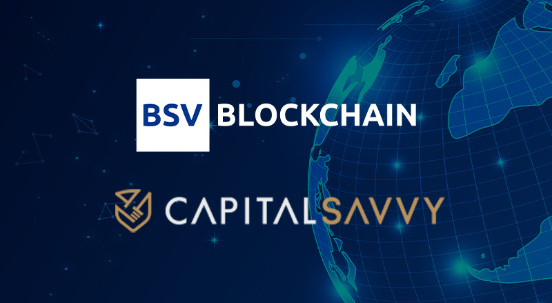 BSV Blockchain and Capital Savvy Logo over digital globe for the continuation of the Blockchain Innovation Programme