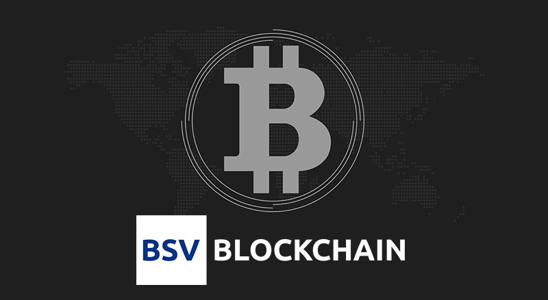 BSV Blockchain over grey Bitcoin logo background for free Introduction to Bitcoin Enterprise course of BSV Academy