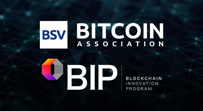 BSV Bitcoin Association and BIP logo over digital background for BIP Launch