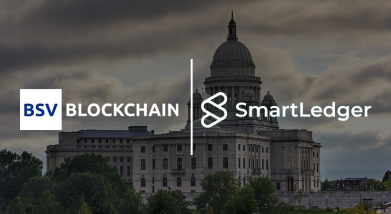 BSV Blockchain and Smartledger Logo over Washington DC for the December 9th educational blockchain luncheon