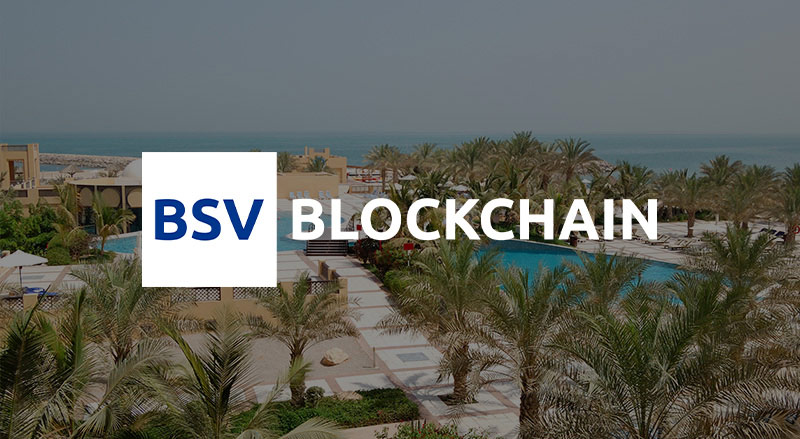 BSV Blockchain over Dubai skyline in Ras Al-Khaimah