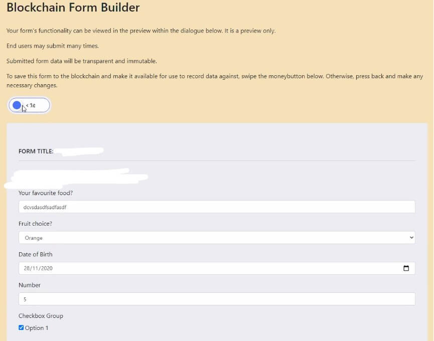 Blockchain form builder
