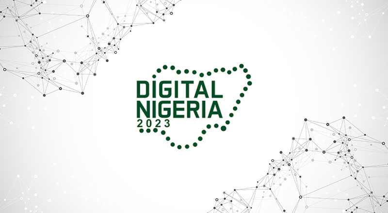 Digital Nigeria International Conference 2023 - Event banner with speakers, workshops, and tech innovation symbols.