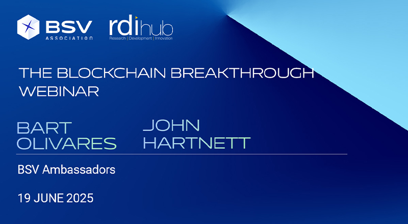 RDI hub and BSV blockchain webinar banner