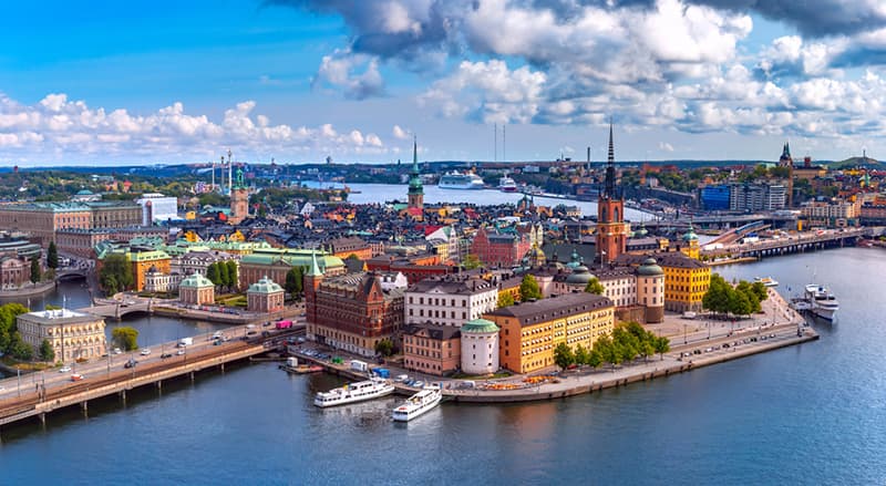 Panorama of Gamla Stan in Stockholm, Sweden.
